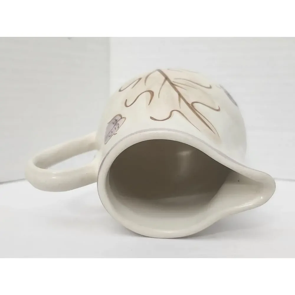 Vintage 2001 April Cornell Ceramic Mini Pitcher Autumn Oak Leaves Acorns Creamer